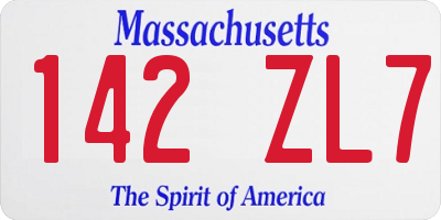 MA license plate 142ZL7