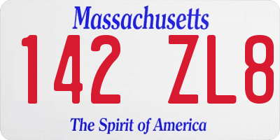 MA license plate 142ZL8