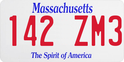 MA license plate 142ZM3