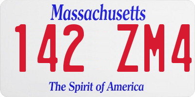 MA license plate 142ZM4