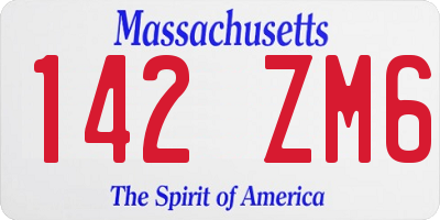 MA license plate 142ZM6