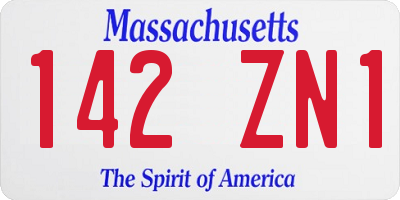 MA license plate 142ZN1