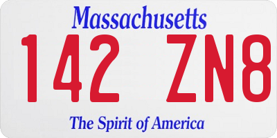 MA license plate 142ZN8