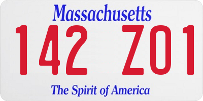 MA license plate 142ZO1