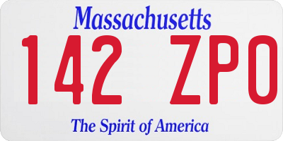 MA license plate 142ZP0