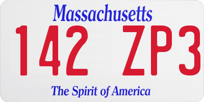 MA license plate 142ZP3