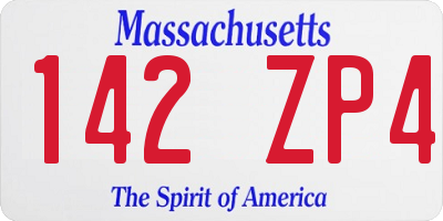 MA license plate 142ZP4