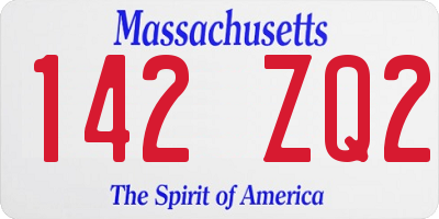MA license plate 142ZQ2