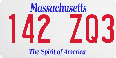 MA license plate 142ZQ3