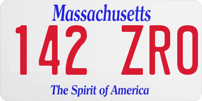 MA license plate 142ZR0