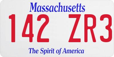 MA license plate 142ZR3