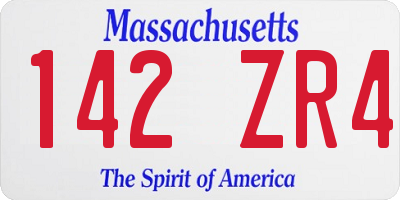MA license plate 142ZR4