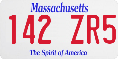MA license plate 142ZR5