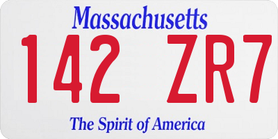 MA license plate 142ZR7