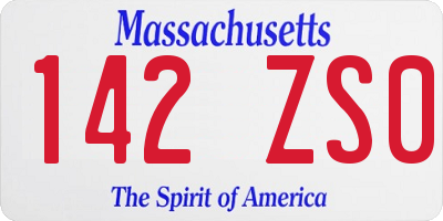 MA license plate 142ZS0