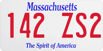 MA license plate 142ZS2