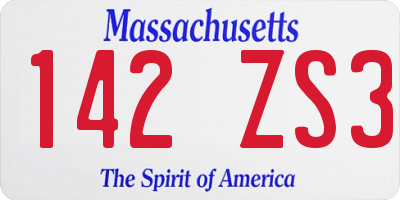 MA license plate 142ZS3