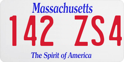MA license plate 142ZS4
