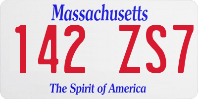 MA license plate 142ZS7