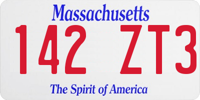 MA license plate 142ZT3