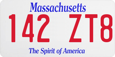 MA license plate 142ZT8