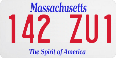 MA license plate 142ZU1
