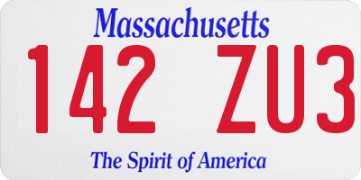 MA license plate 142ZU3