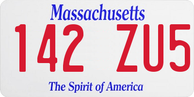 MA license plate 142ZU5