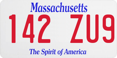 MA license plate 142ZU9