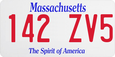 MA license plate 142ZV5