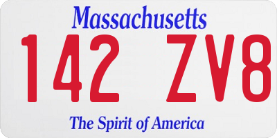 MA license plate 142ZV8