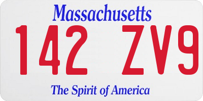 MA license plate 142ZV9
