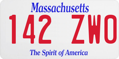 MA license plate 142ZW0