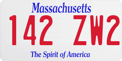 MA license plate 142ZW2