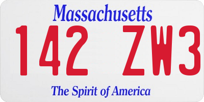 MA license plate 142ZW3