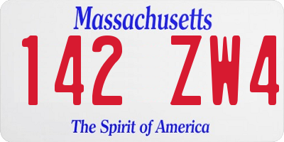 MA license plate 142ZW4