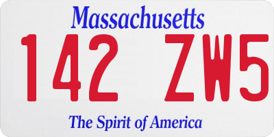 MA license plate 142ZW5