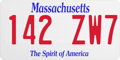 MA license plate 142ZW7