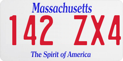 MA license plate 142ZX4