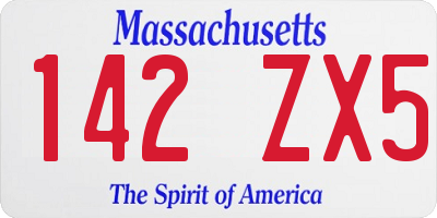 MA license plate 142ZX5