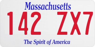 MA license plate 142ZX7