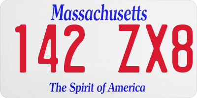 MA license plate 142ZX8