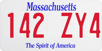 MA license plate 142ZY4