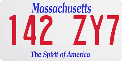 MA license plate 142ZY7