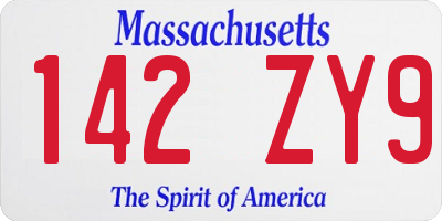 MA license plate 142ZY9