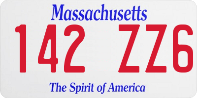 MA license plate 142ZZ6