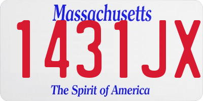 MA license plate 1431JX