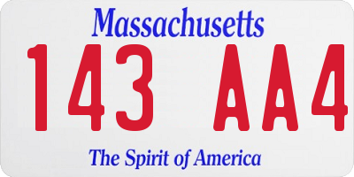 MA license plate 143AA4
