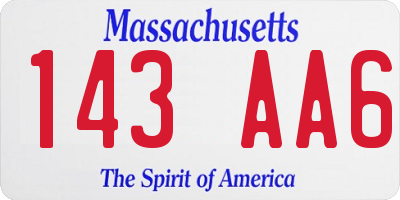 MA license plate 143AA6