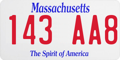 MA license plate 143AA8